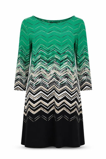 Principles Womens Green Geometric Viscose A-Line Size 12 Boat Neck Pullover