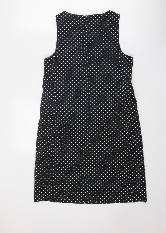 Nine West Womens Black Polka Dot Polyester Shift Size 8 Boat Neck Zip