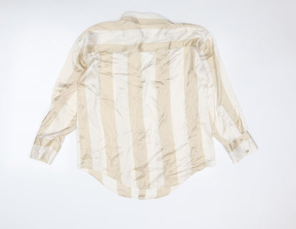 Womens UK Size S Zara Beige Basic Button-Up