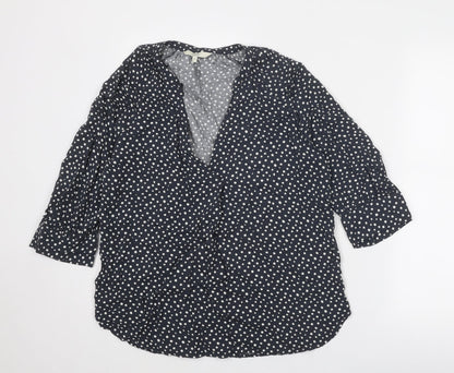 NEXT Womens Grey Animal Print Viscose Basic Blouse Size 10 V-Neck - Spotted
