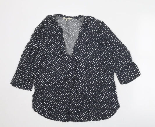 NEXT Womens Grey Animal Print Viscose Basic Blouse Size 10 V-Neck - Spotted