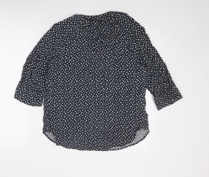 NEXT Womens Grey Animal Print Viscose Basic Blouse Size 10 V-Neck - Spotted