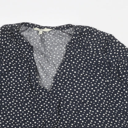 NEXT Womens Grey Animal Print Viscose Basic Blouse Size 10 V-Neck - Spotted