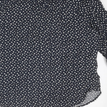 NEXT Womens Grey Animal Print Viscose Basic Blouse Size 10 V-Neck - Spotted