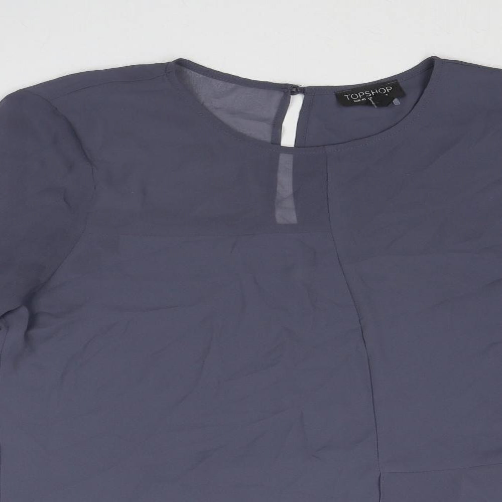 Womens UK Size 12 Topshop Grey Basic Blouse