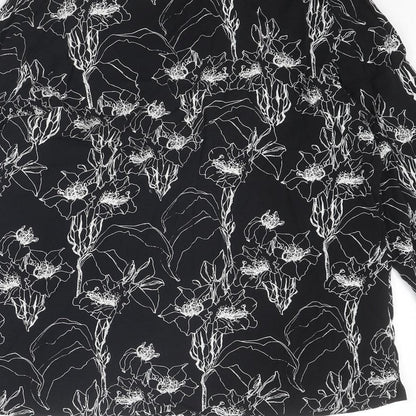 Sportscraft Womens Black Floral Viscose Basic Blouse Size 10 V-Neck