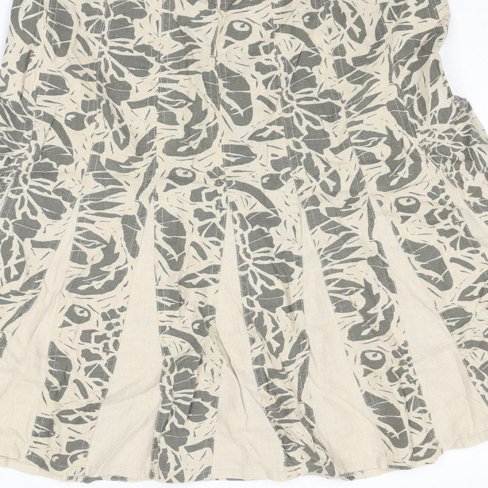 Maine Womens Beige Geometric Linen Swing Set Size 10 Zip