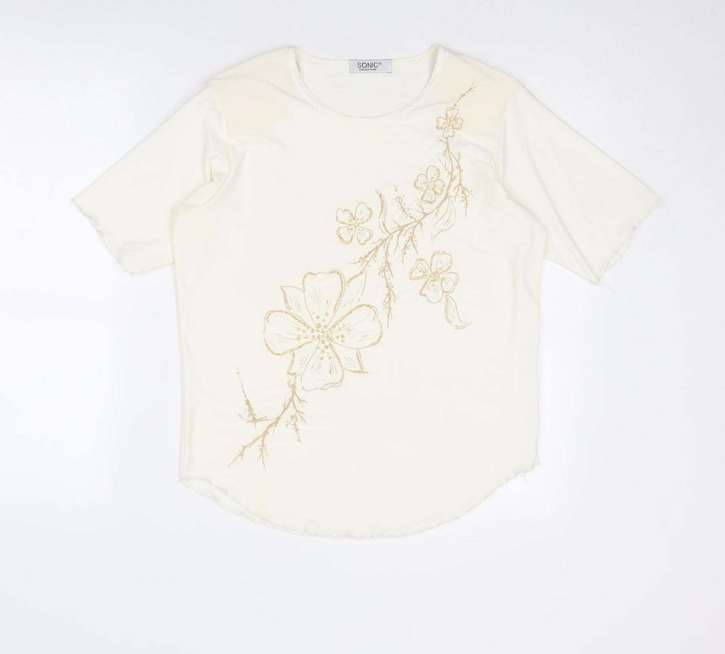 Womens UK Size 16 Sonic Ivory Basic T-Shirt