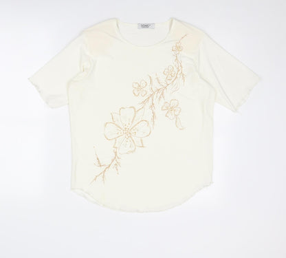 Womens UK Size 16 Sonic Ivory Basic T-Shirt