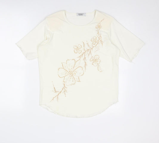 Womens UK Size 16 Sonic Ivory Basic T-Shirt