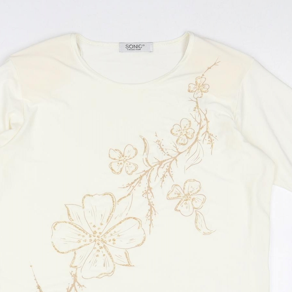 Womens UK Size 16 Sonic Ivory Basic T-Shirt
