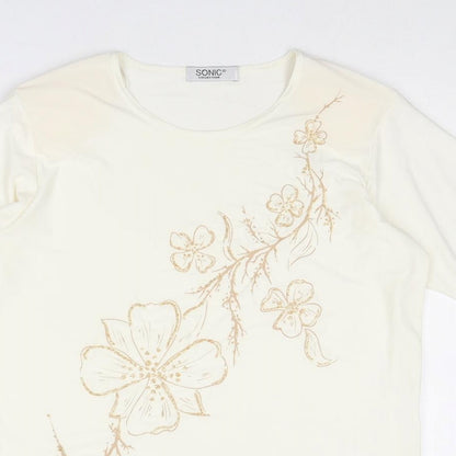 Womens UK Size 16 Sonic Ivory Basic T-Shirt