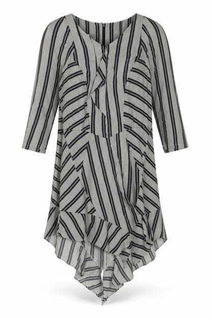 EVER Womens Black Striped Polyester Shift Size S V-Neck Zip