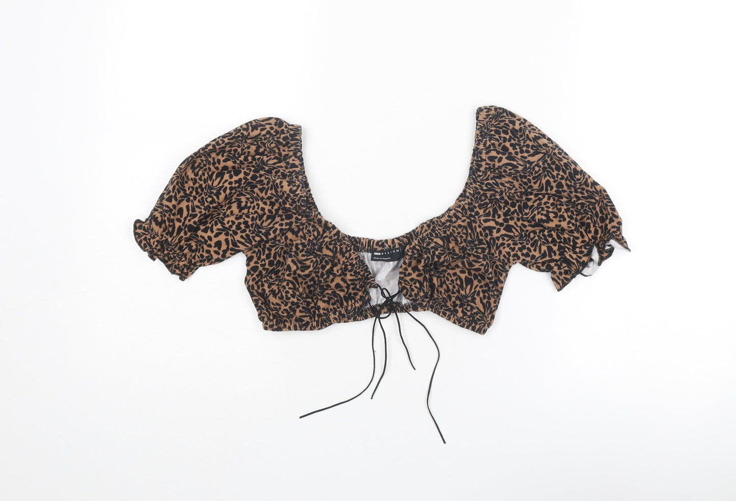 Womens UK Size 6 ASOS Brown Cropped Blouse