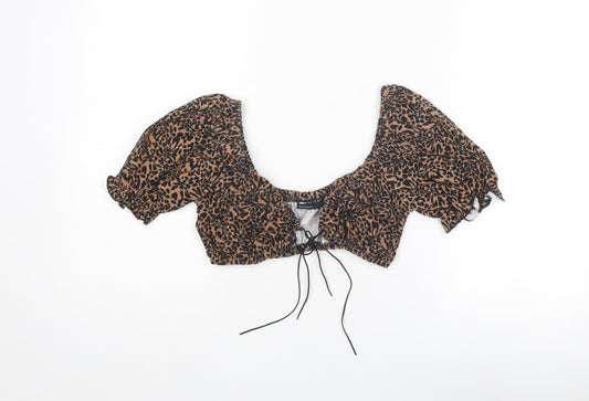 Womens UK Size 6 ASOS Brown Cropped Blouse