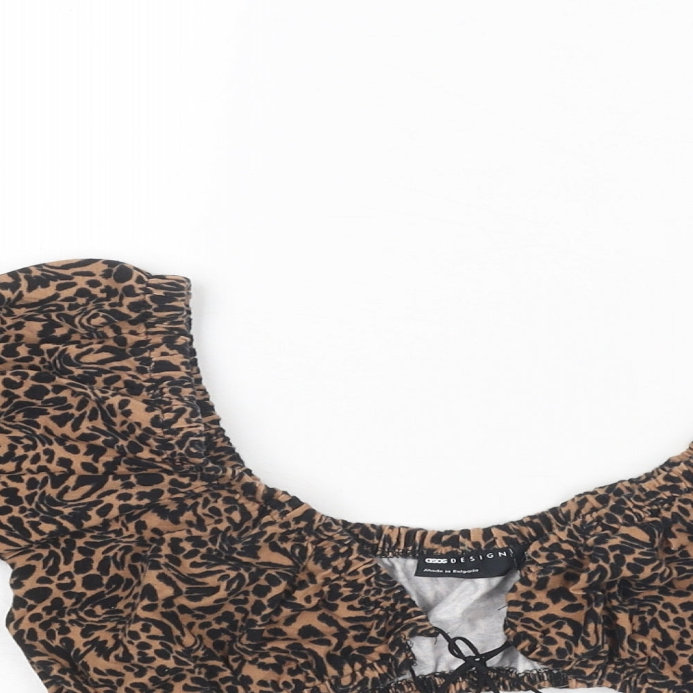Womens UK Size 6 ASOS Brown Cropped Blouse