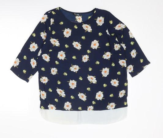 Womens UK Size 14 Blue Chameleon Blue Basic Blouse