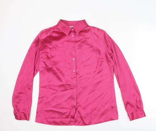 Womens UK Size 10 Classic Pink Basic Button-Up