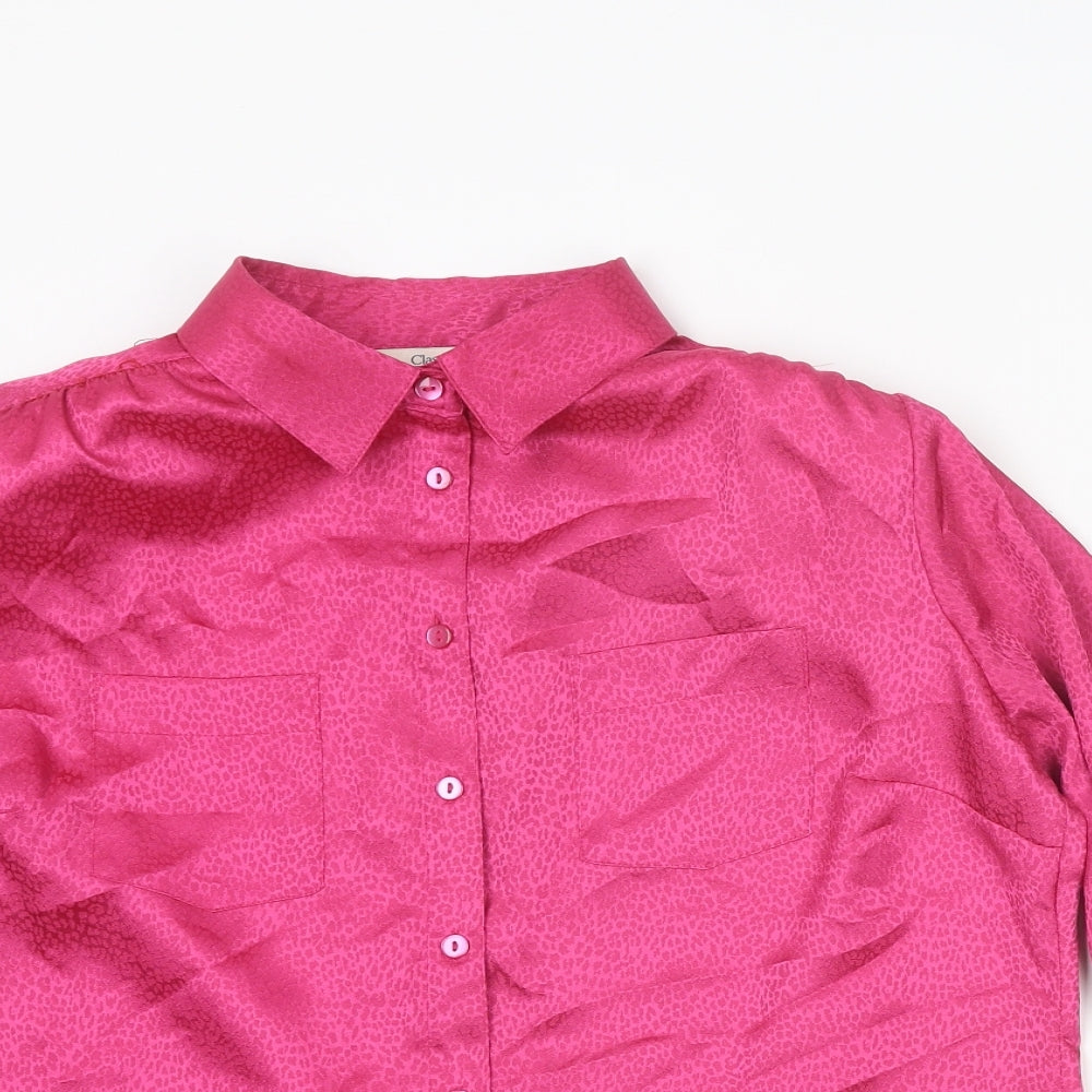 Womens UK Size 10 Classic Pink Basic Button-Up