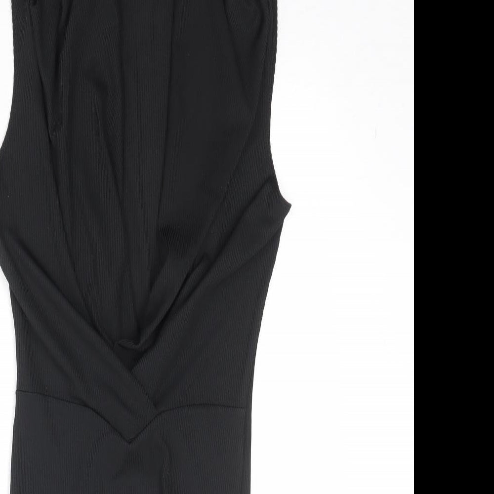 Topshop Womens Black Polyester Bodysuit One-Piece Size 6 Snap