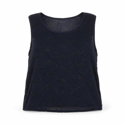 Zygo Womens Black Geometric Viscose Basic Tank Size M Round Neck