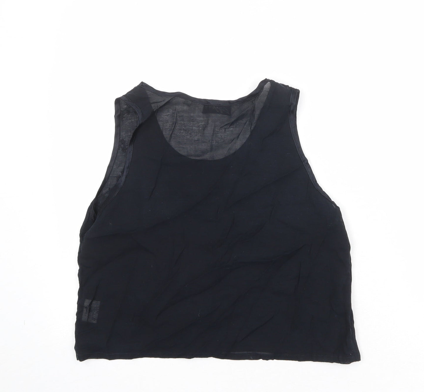 Zygo Womens Black Geometric Viscose Basic Tank Size M Round Neck