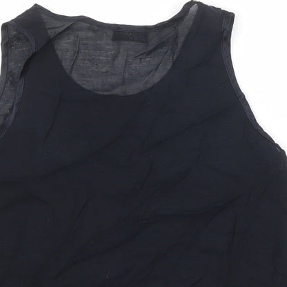 Zygo Womens Black Geometric Viscose Basic Tank Size M Round Neck