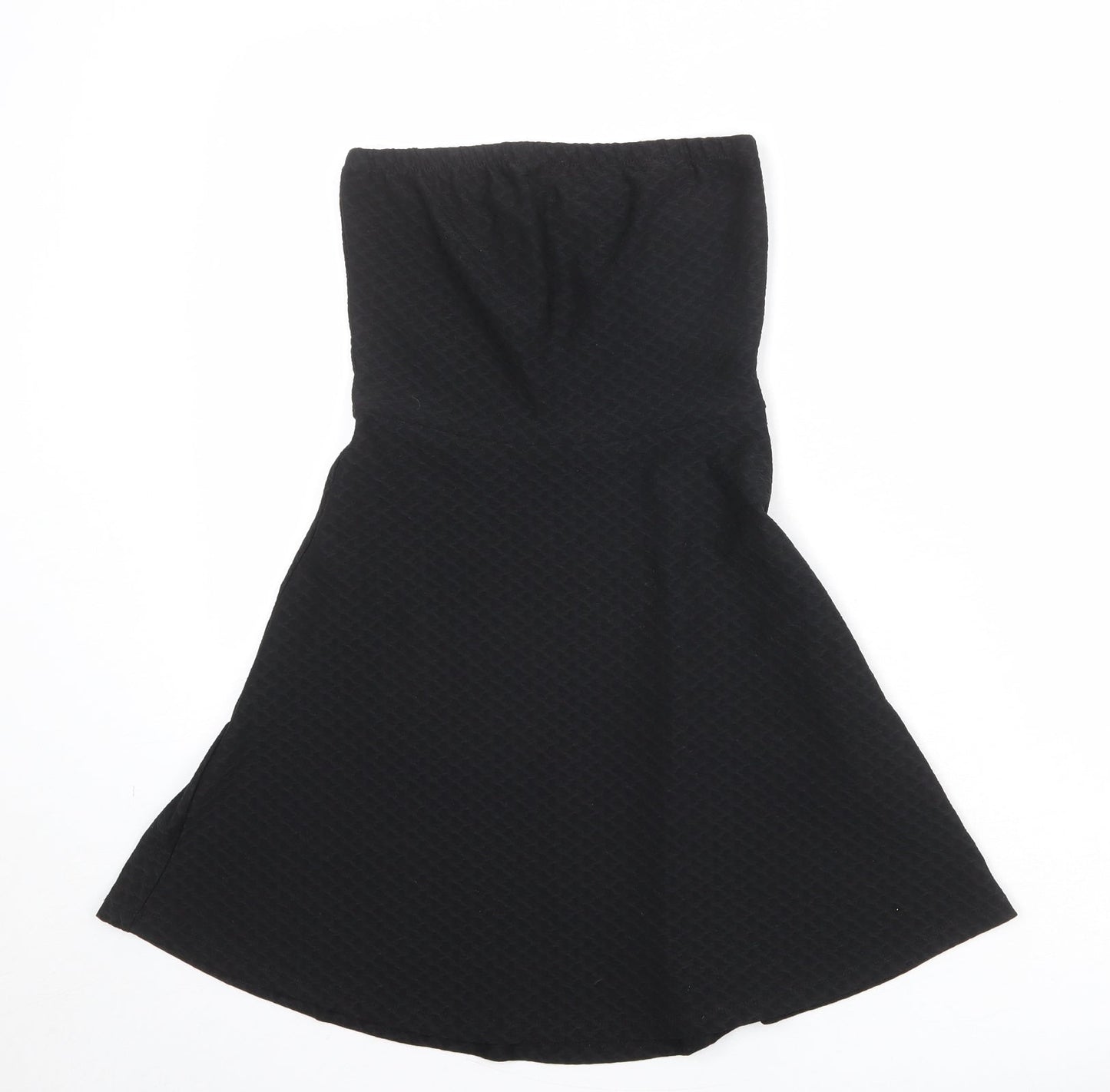 Divided by H&M Womens Black Polyester A-Line Size 6 Square Neck Pullover - Strapless Textured