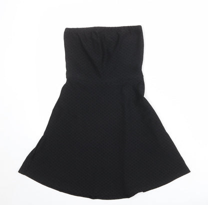 Divided by H&M Womens Black Polyester A-Line Size 6 Square Neck Pullover - Strapless Textured