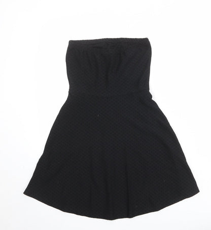Divided by H&M Womens Black Polyester A-Line Size 6 Square Neck Pullover - Strapless Textured