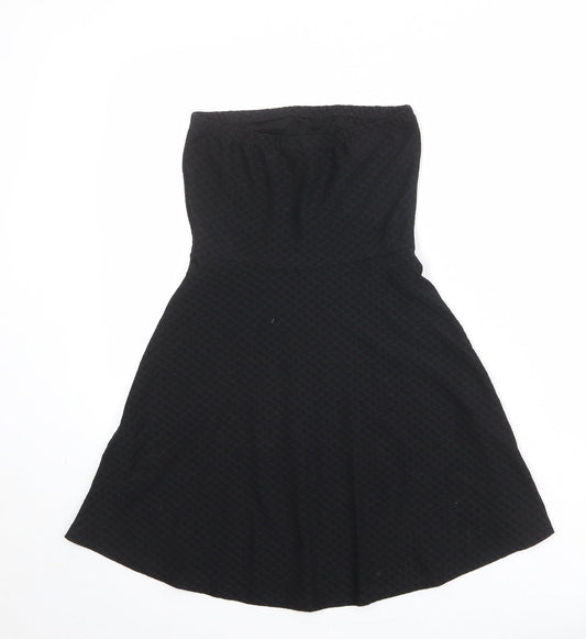 Divided by H&M Womens Black Polyester A-Line Size 6 Square Neck Pullover - Strapless Textured
