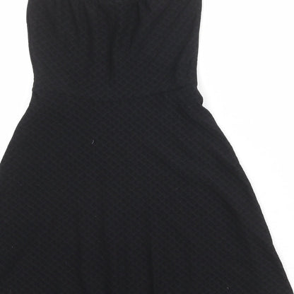 Divided by H&M Womens Black Polyester A-Line Size 6 Square Neck Pullover - Strapless Textured