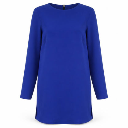 Warehouse Womens Blue Polyester Shift Size 12 Boat Neck Zip
