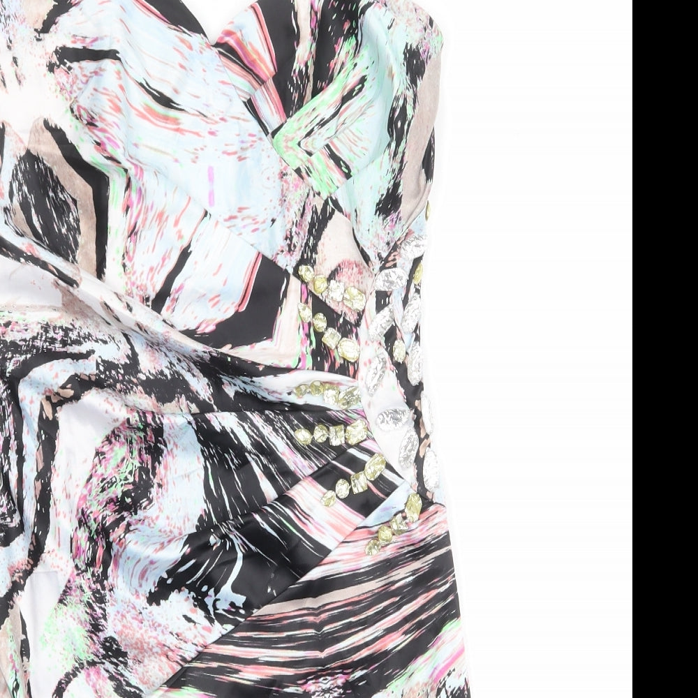 NEXT Womens Multicoloured Geometric Polyester Mini Size 10 Sweetheart Zip - Strapless