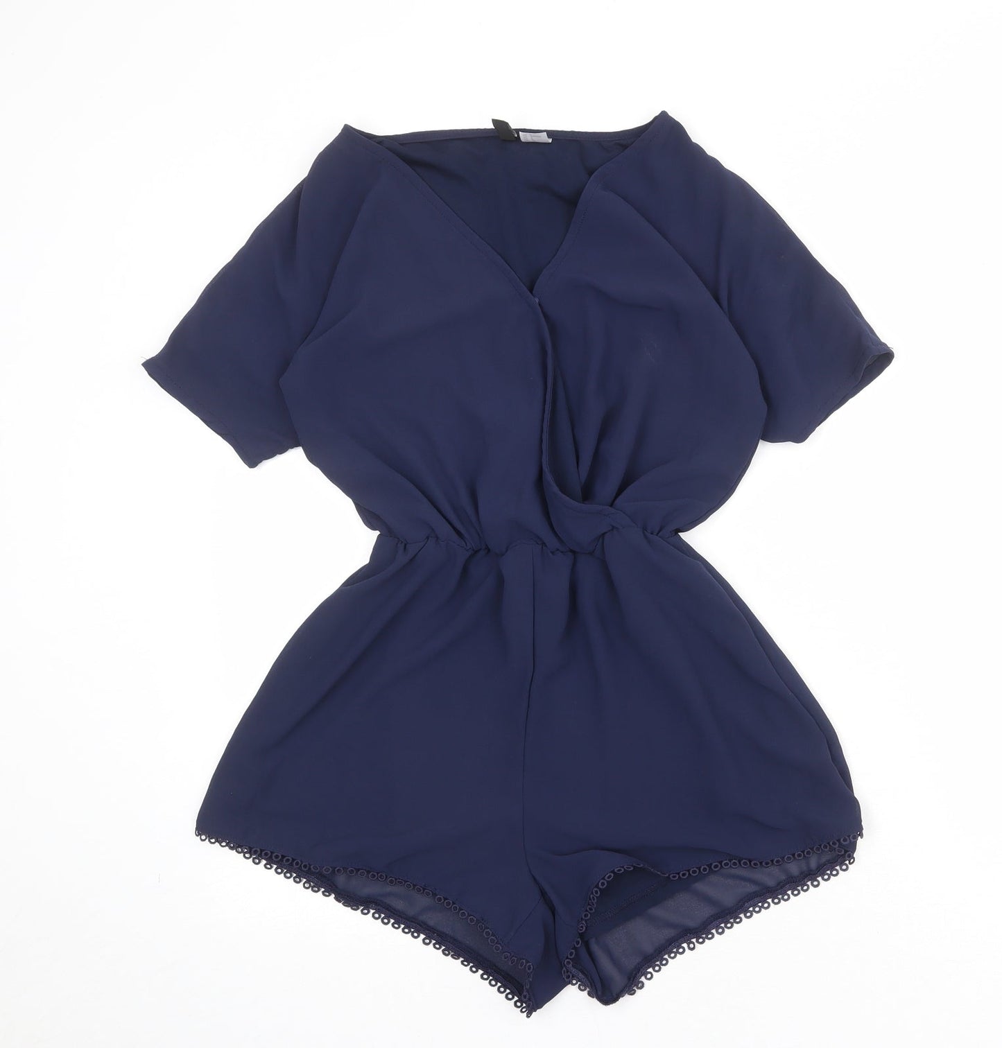 Divided by H&M Womens Blue Polyester Playsuit One-Piece Size 6 Pullover - Crochet Trim