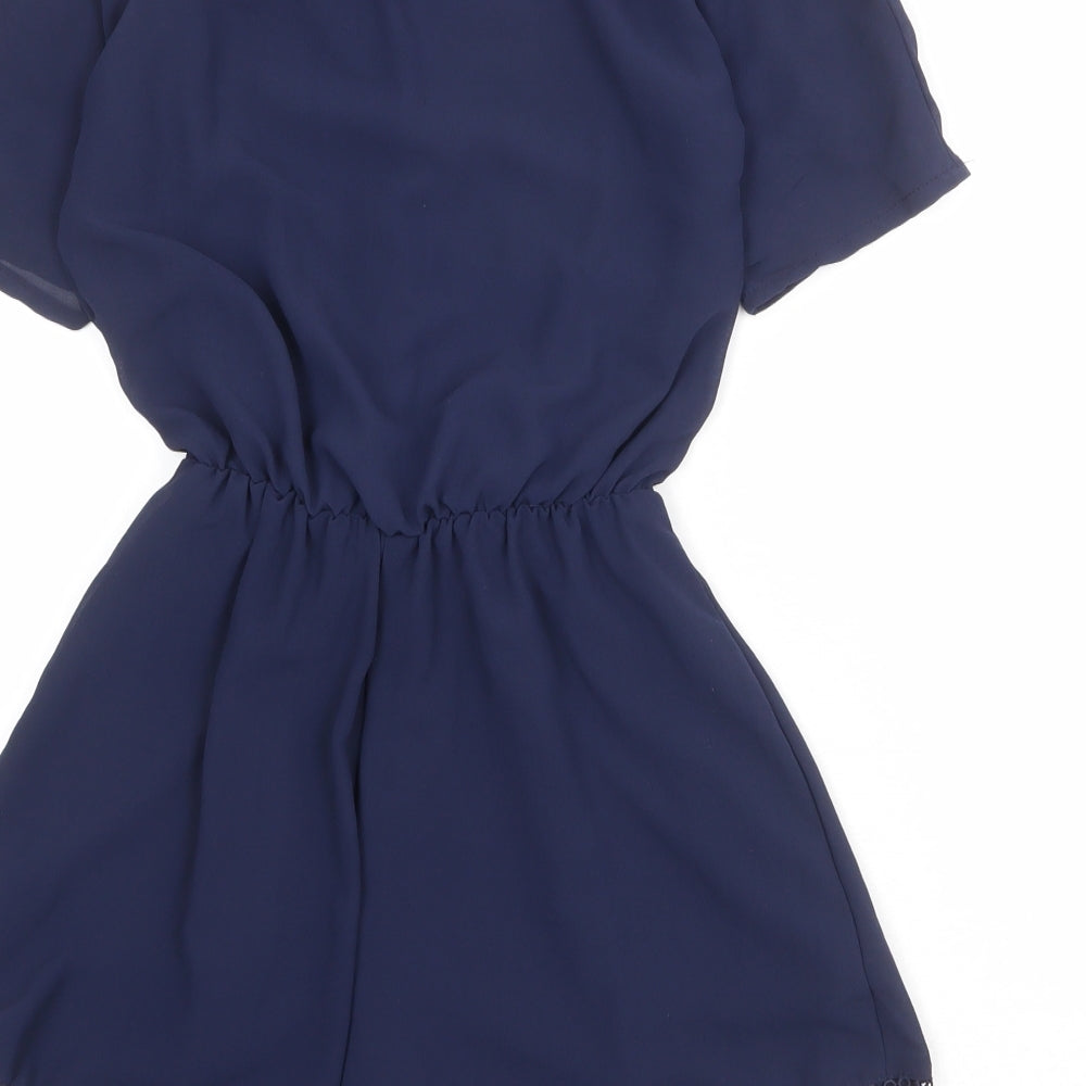 Divided by H&M Womens Blue Polyester Playsuit One-Piece Size 6 Pullover - Crochet Trim