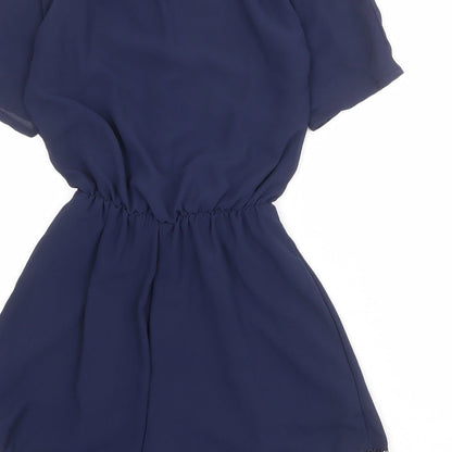 Divided by H&M Womens Blue Polyester Playsuit One-Piece Size 6 Pullover - Crochet Trim