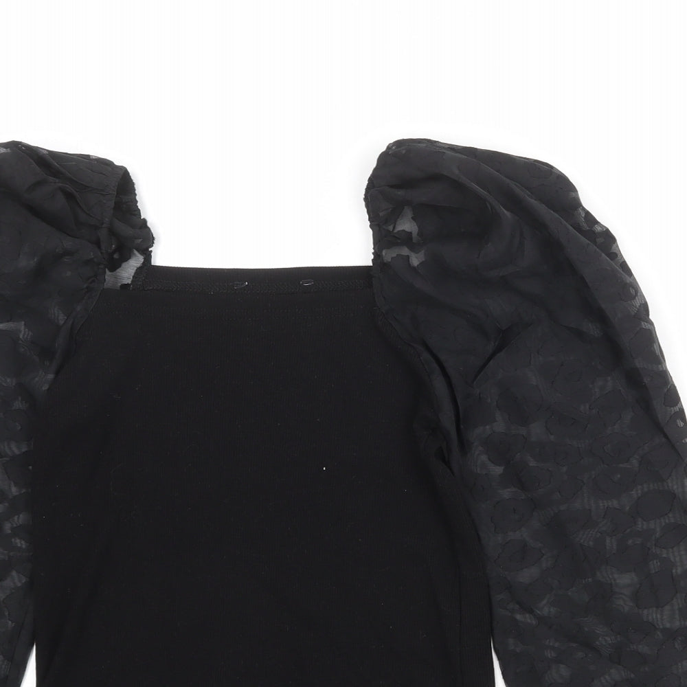 Womens UK Size 10 New Look Black Basic Blouse