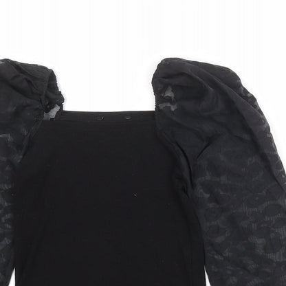 Womens UK Size 10 New Look Black Basic Blouse