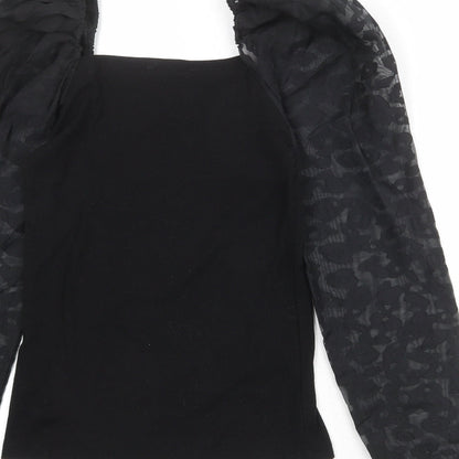 Womens UK Size 10 New Look Black Basic Blouse