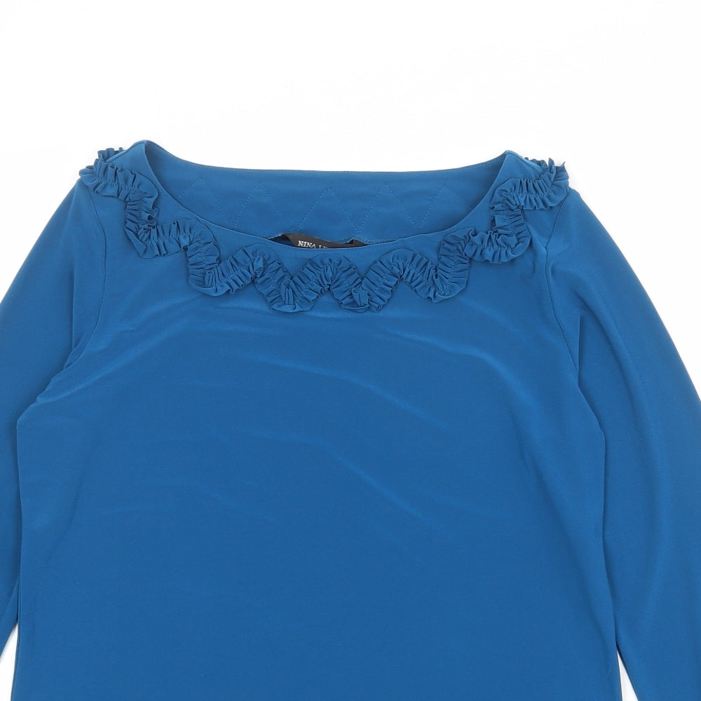 Womens UK Size S Nina Leonard Blue Tunic Blouse