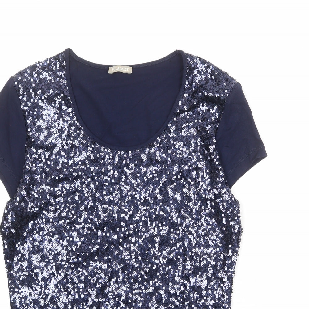 Womens UK Size XS Planet Blue Basic T-Shirt