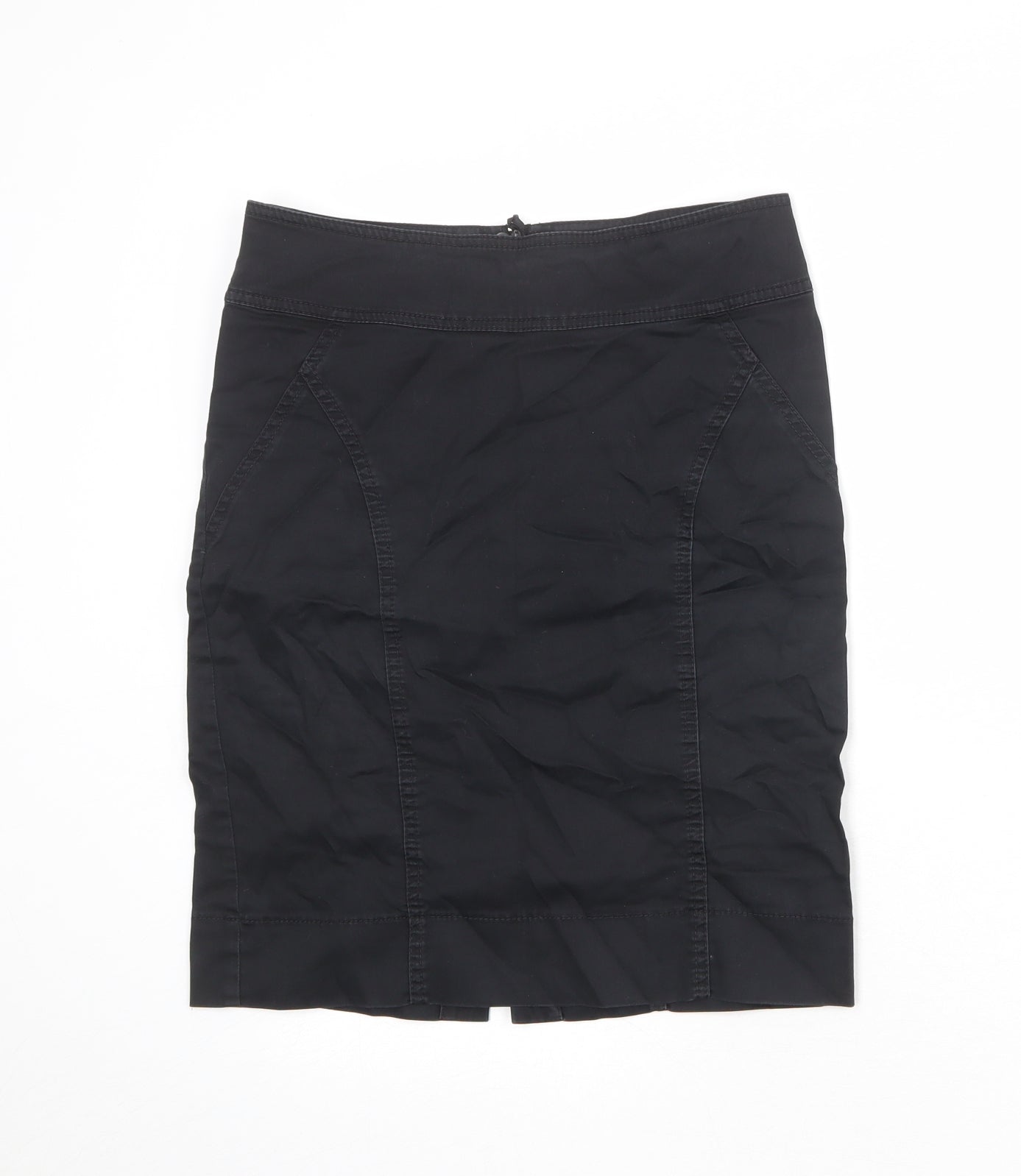 H&M Womens Black Cotton Straight & Pencil Skirt Size 10 Zip