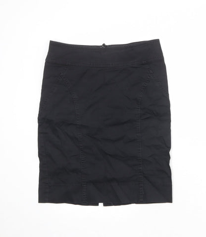 H&M Womens Black Cotton Straight & Pencil Skirt Size 10 Zip