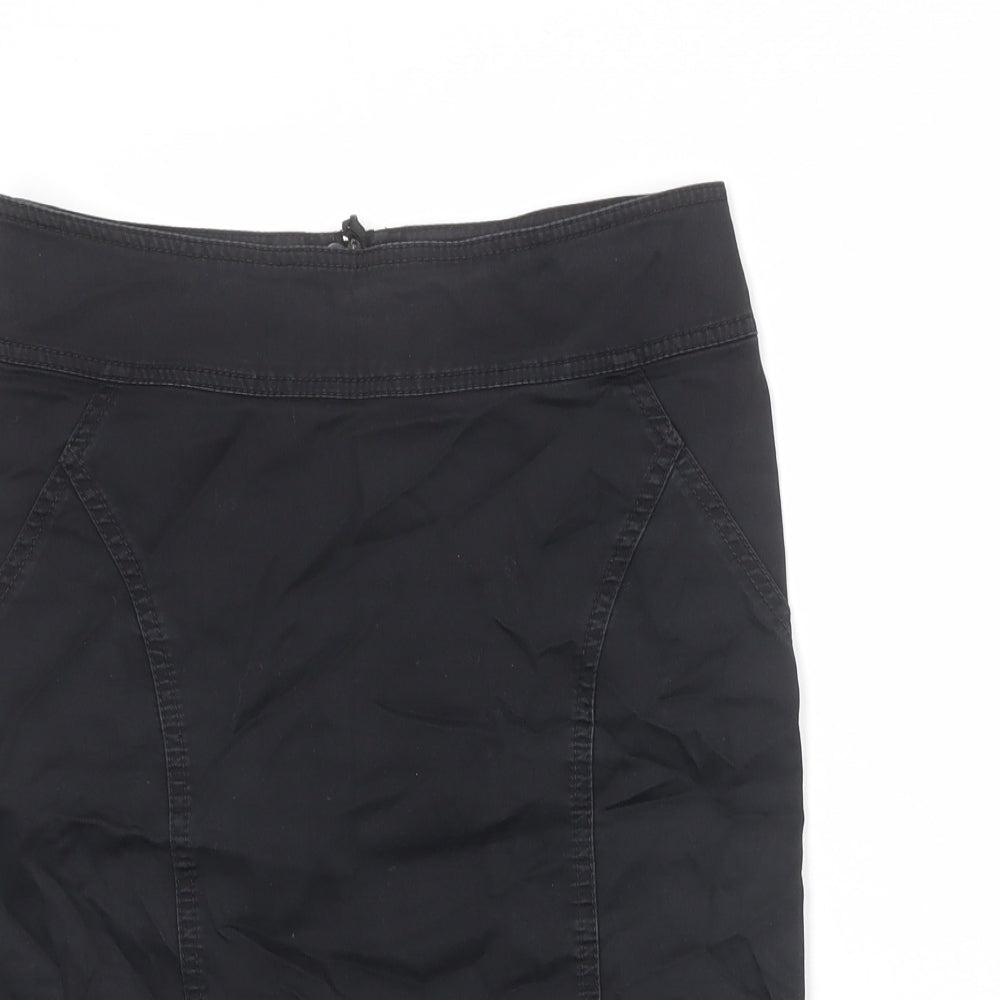 H&M Womens Black Cotton Straight & Pencil Skirt Size 10 Zip