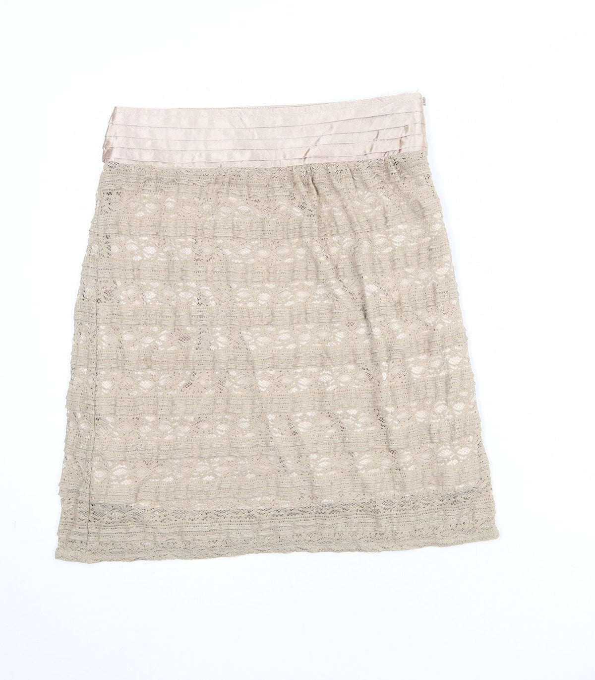 Romy Womens Beige Geometric Polyester A-Line Skirt Size S Zip