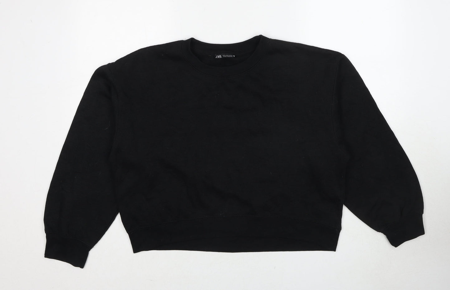 Zara Womens Black Polyester Pullover Sweatshirt Size L Pullover