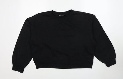 Zara Womens Black Polyester Pullover Sweatshirt Size L Pullover