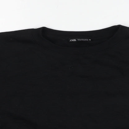 Zara Womens Black Polyester Pullover Sweatshirt Size L Pullover