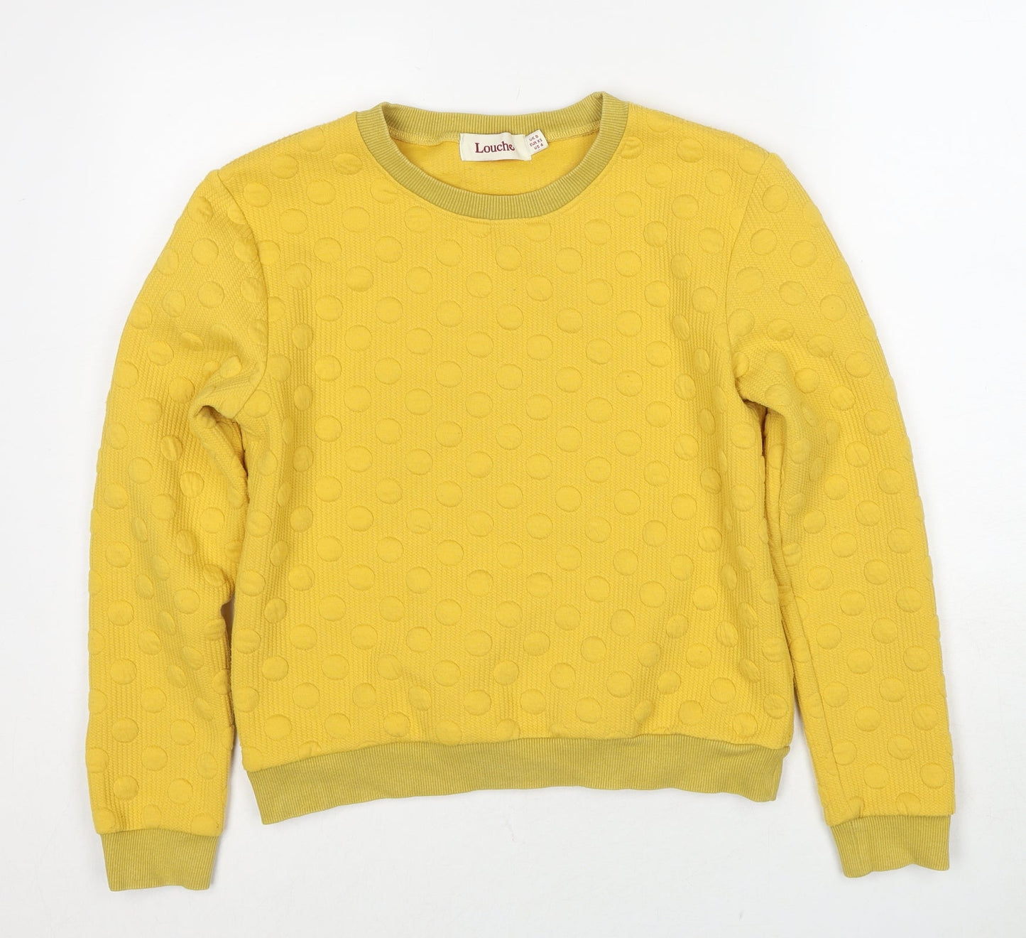 Louche Womens Yellow Polka Dot Polyester Pullover Sweatshirt Size 8 Pullover
